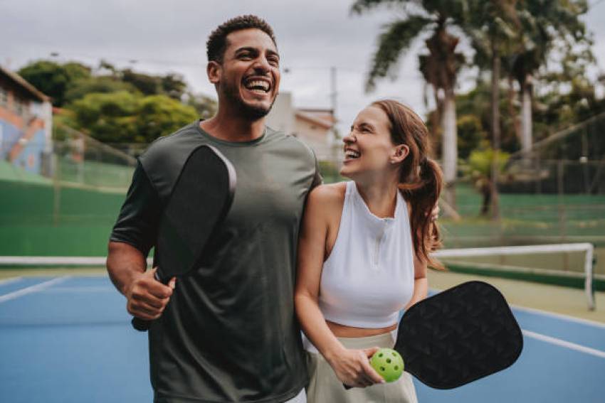 Couple Playing Pickleball Celebrate Point 17122079996821876571613